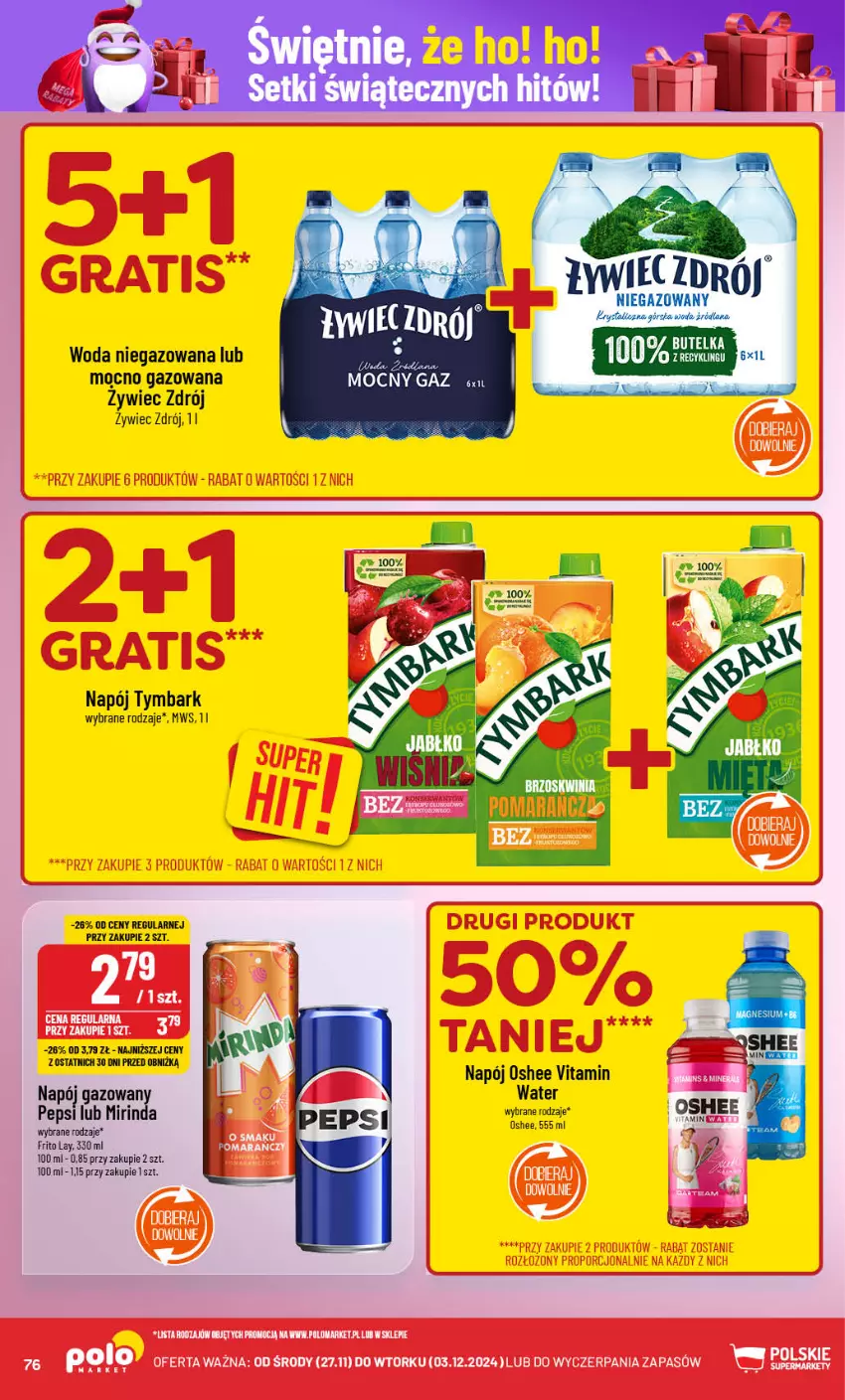 Gazetka promocyjna PoloMarket - Gazetka pomocyjna - ważna 27.11 do 03.12.2024 - strona 76 - produkty: LANA, LG, Mirinda, Napój, Oshee, Pepsi, Tymbark, Vitamin napój, Woda, Woda niegazowana