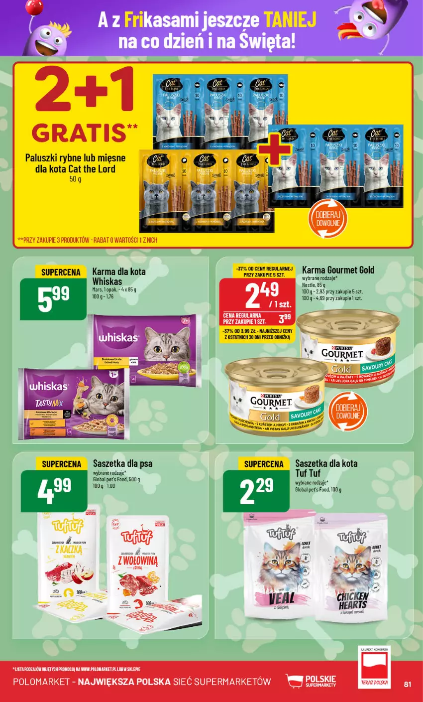 Gazetka promocyjna PoloMarket - Gazetka pomocyjna - ważna 27.11 do 03.12.2024 - strona 81 - produkty: Gourmet Gold, Gra, Mars, Paluszki rybne, Whiskas