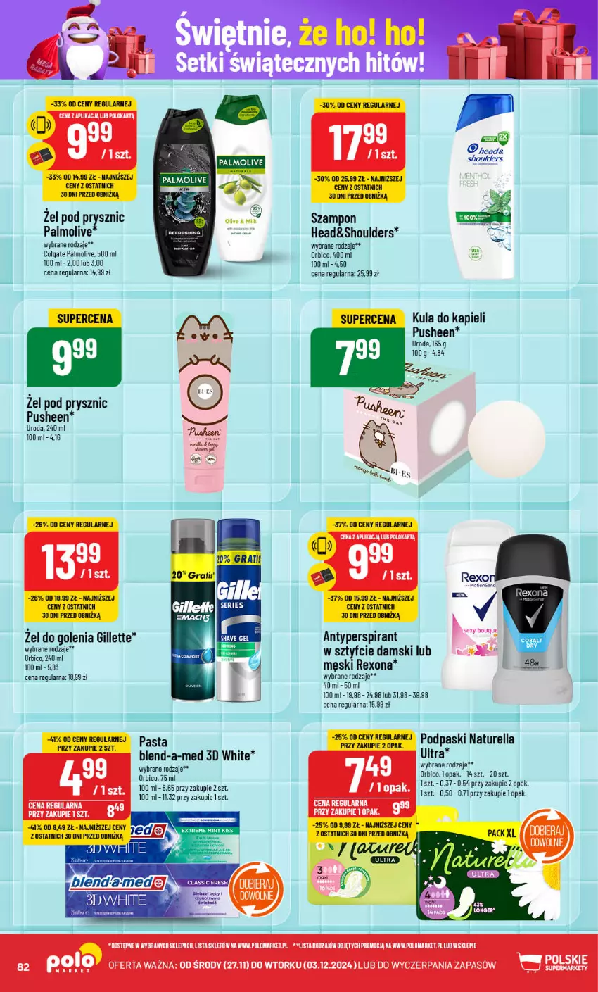 Gazetka promocyjna PoloMarket - Gazetka pomocyjna - ważna 27.11 do 03.12.2024 - strona 82 - produkty: Amol, Antyperspirant, BIC, Blend-a-Med, Colgate, Gillette, Gra, LG, Naturell, Naturella, Palma, Palmolive, Rexona, Szampon