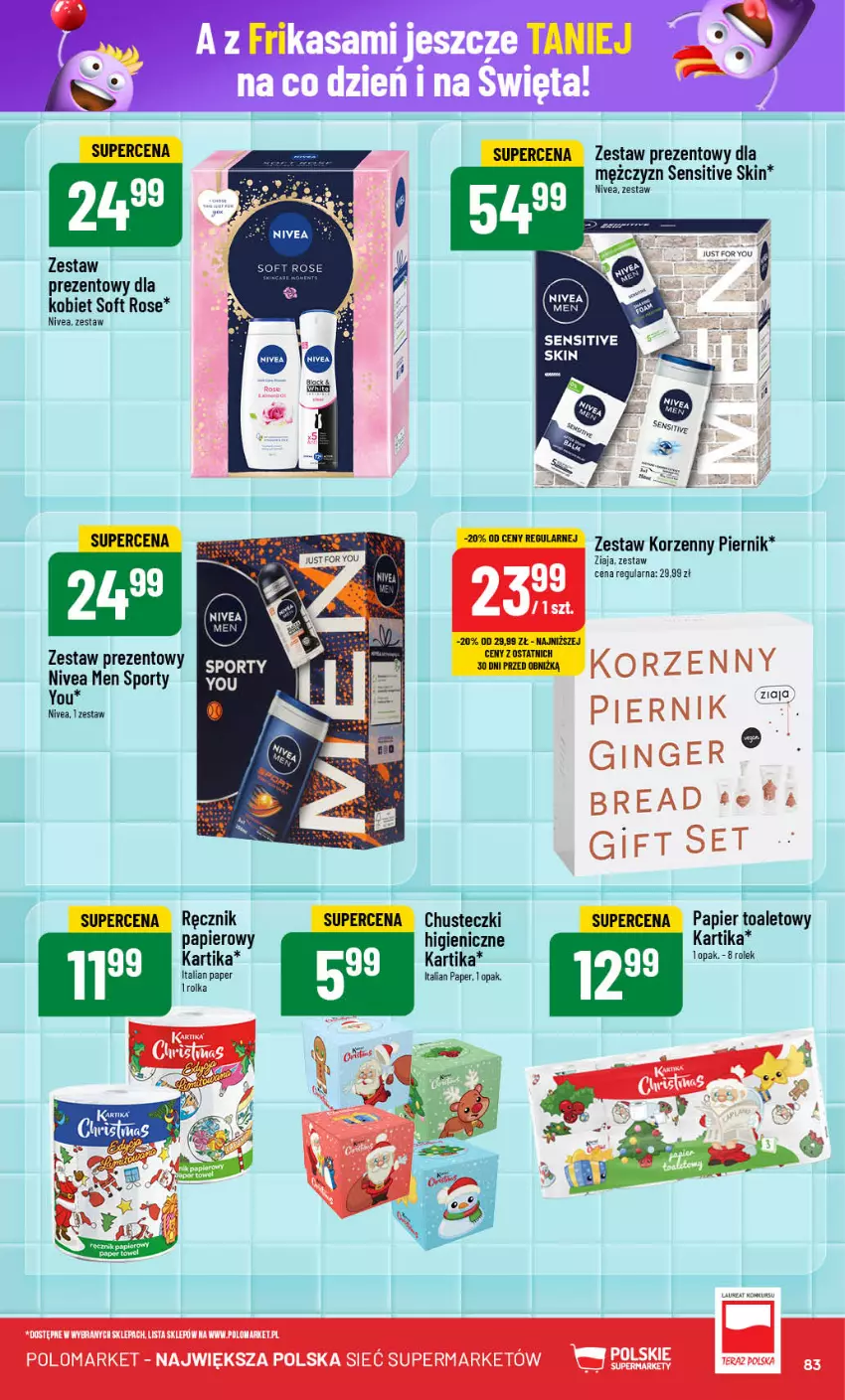 Gazetka promocyjna PoloMarket - Gazetka pomocyjna - ważna 27.11 do 03.12.2024 - strona 83 - produkty: Chusteczki, Nivea, Nivea Men, Papier, Papier toaletowy, Piernik, Por, Ręcznik, Sport, Zestaw prezentowy, Ziaja