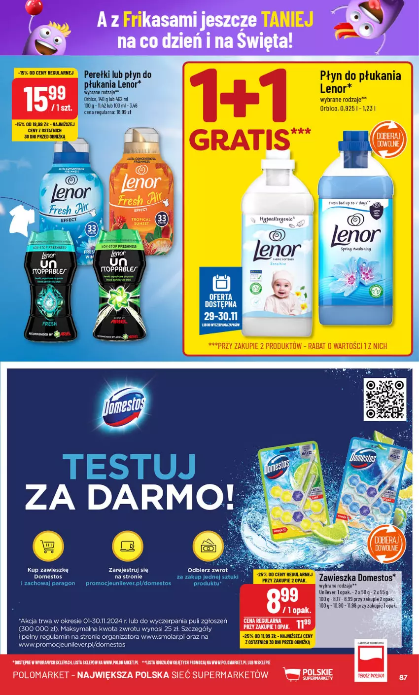 Gazetka promocyjna PoloMarket - Gazetka pomocyjna - ważna 27.11 do 03.12.2024 - strona 87 - produkty: BIC, Domestos, Lenor, Mola, Płyn do płukania, Tera