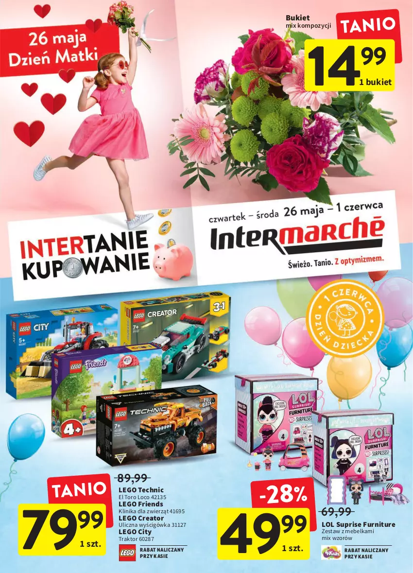 Gazetka promocyjna Intermarche - Dzien matki - ważna 25.05 do 01.06.2022 - strona 1 - produkty: Bukiet, LEGO, LEGO City, LEGO Creator, LEGO Friends, LEGO Technic, Traktor