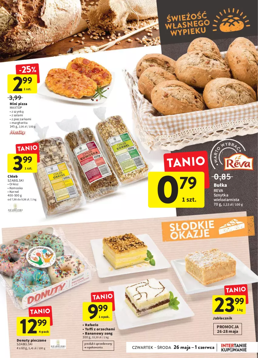 Gazetka promocyjna Intermarche - Dzien matki - ważna 25.05 do 01.06.2022 - strona 23 - produkty: Bułka, Chleb, Donut, Fa, Nuty, Piec, Pieczarka, Pizza, Salami, Top