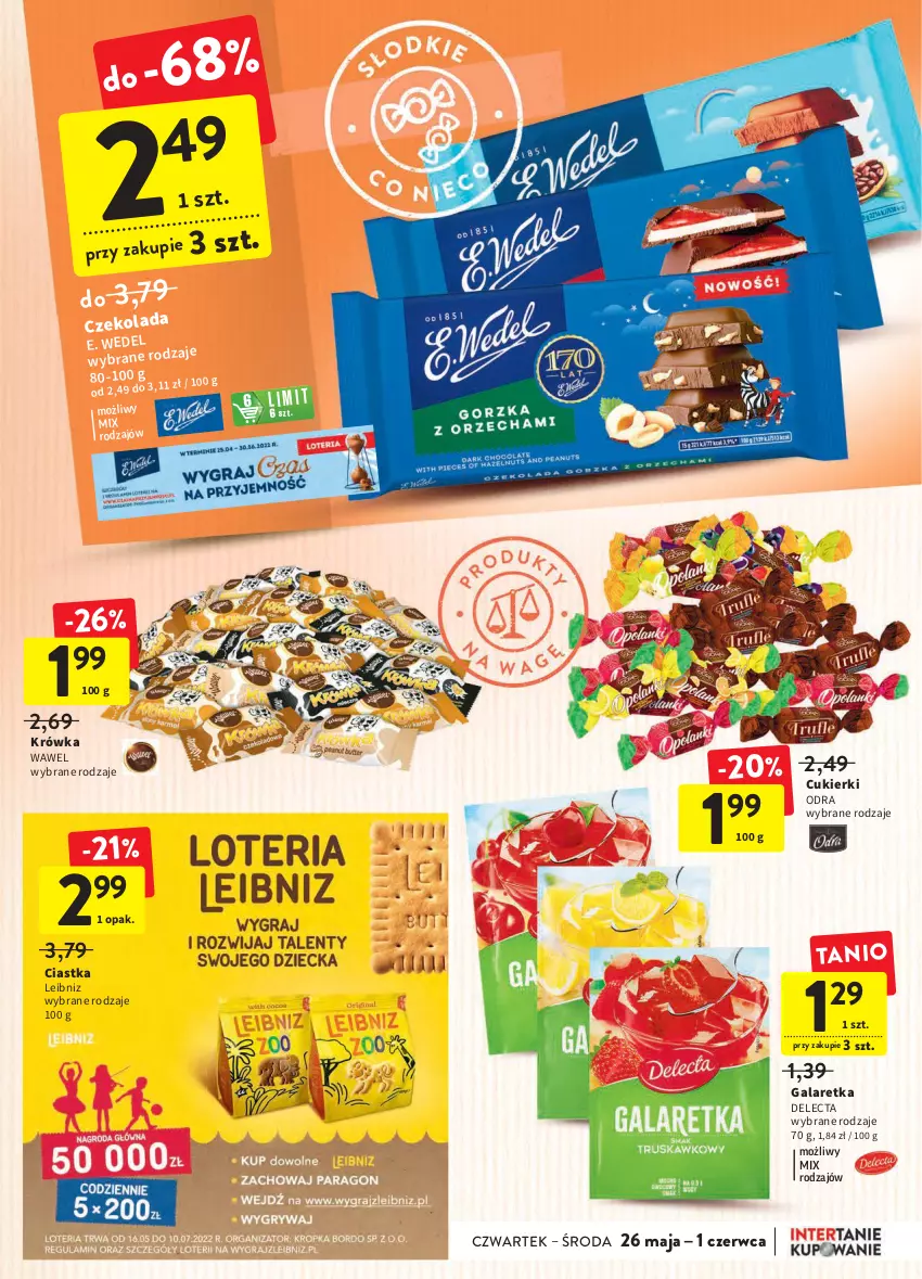 Gazetka promocyjna Intermarche - Dzien matki - ważna 25.05 do 01.06.2022 - strona 29 - produkty: Ciastka, Cukier, Cukierki, Czekolada, Delecta, Gala, Galaretka, Wawel