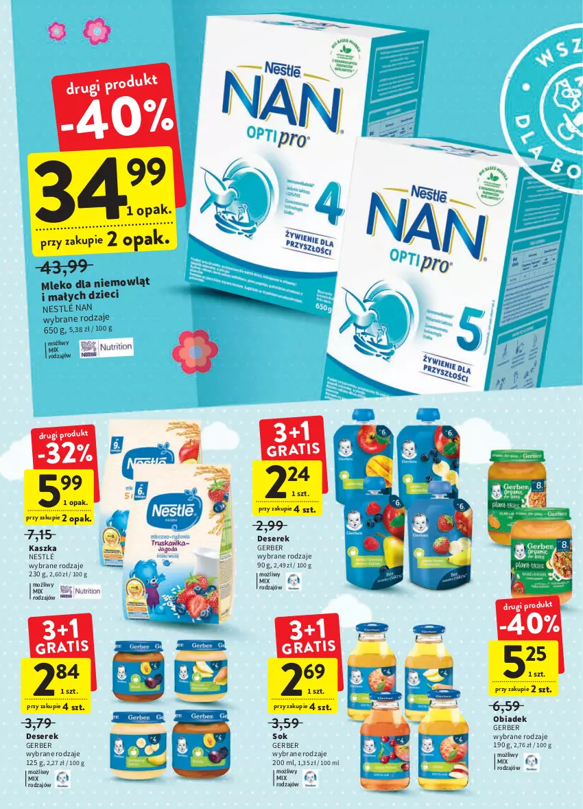 Gazetka promocyjna Intermarche - Dzien matki - ważna 25.05 do 01.06.2022 - strona 30 - produkty: Deser, Dzieci, Gerber, Mleko, Nestlé, Ser, Serek, Sok