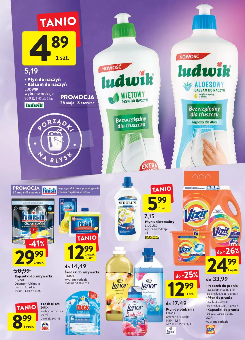 Gazetka promocyjna Intermarche - Dzien matki - ważna 25.05 do 01.06.2022 - strona 36 - produkty: Duck, Finish, Kapsułki do prania, Lenor, Ludwik, Płyn do płukania, Płyn do prania, Proszek do prania, Sidolux, Vizir, Zmywarki