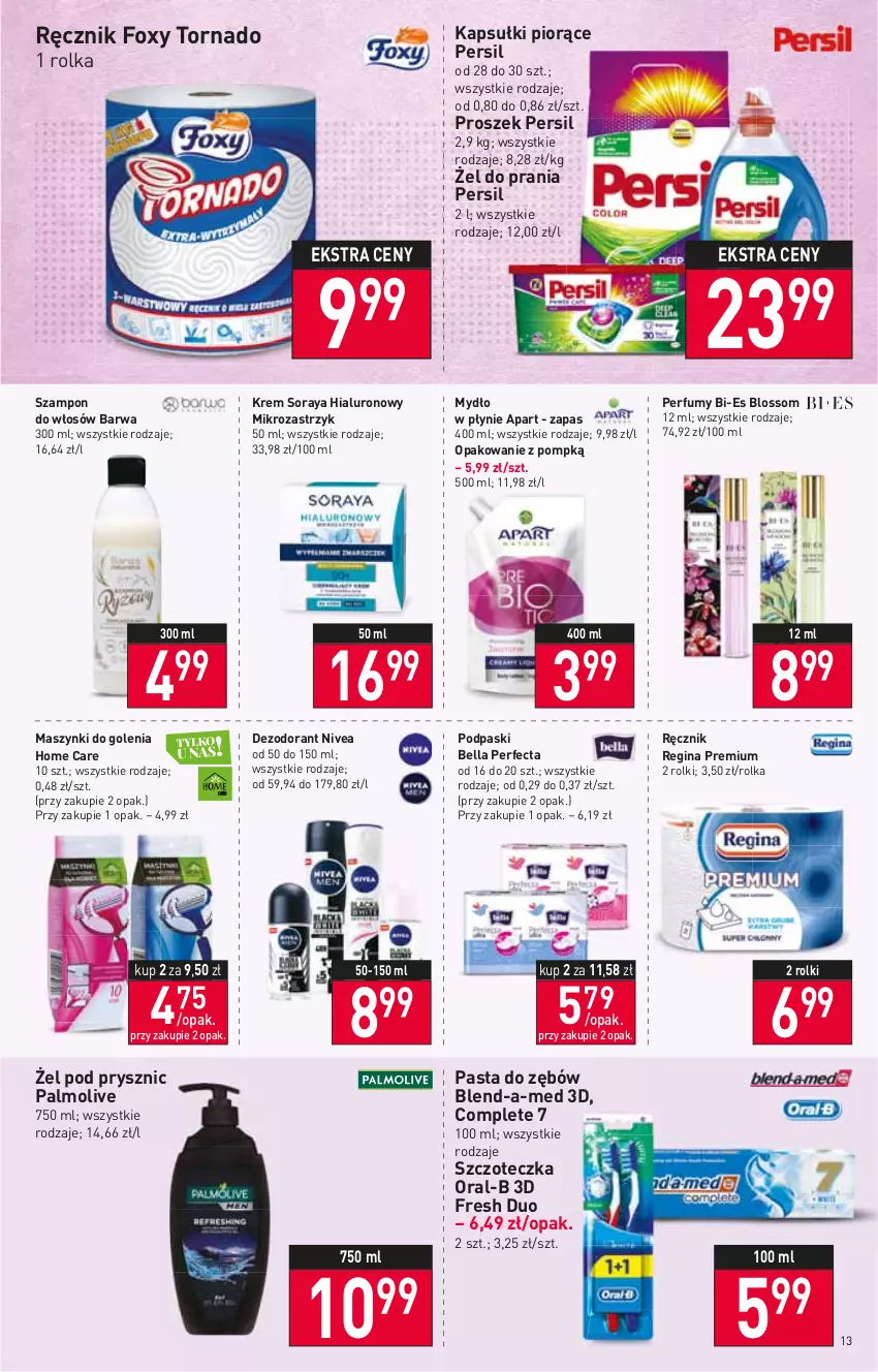 Gazetka promocyjna Stokrotka - Supermarket - ważna 10.02 do 16.02.2022 - strona 13 - produkty: Bell, Bella, Blend-a-Med, Dezodorant, Foxy, Gin, Mydło, Mydło w płynie, Nivea, Palmolive, Pasta do zębów, Perfecta, Perfum, Persil, Podpaski, Ręcznik, Rolki, Szampon, Szczoteczka