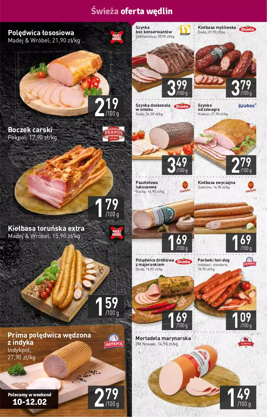 Gazetka promocyjna Stokrotka - Supermarket - ważna 10.02 do 16.02.2022 - strona 4 - produkty: Boczek, Cars, Duda, Gra, HP, Kiełbasa, Krakus, NOWAK, Parówki, Pasztet, Pekpol, Polędwica, Prima, Ser, Sok, Sokołów, Sos, Szynka