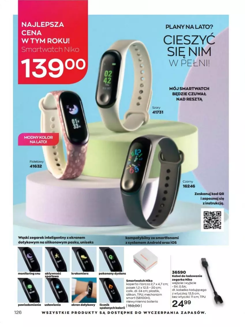 Gazetka promocyjna Avon - lipiec - ważna 01.07 do 31.07.2022 - strona 126 - produkty: Bateria, Intel, Krokomierz, Monitor, Pasek, Smartwatch, Zegar, Zegarek