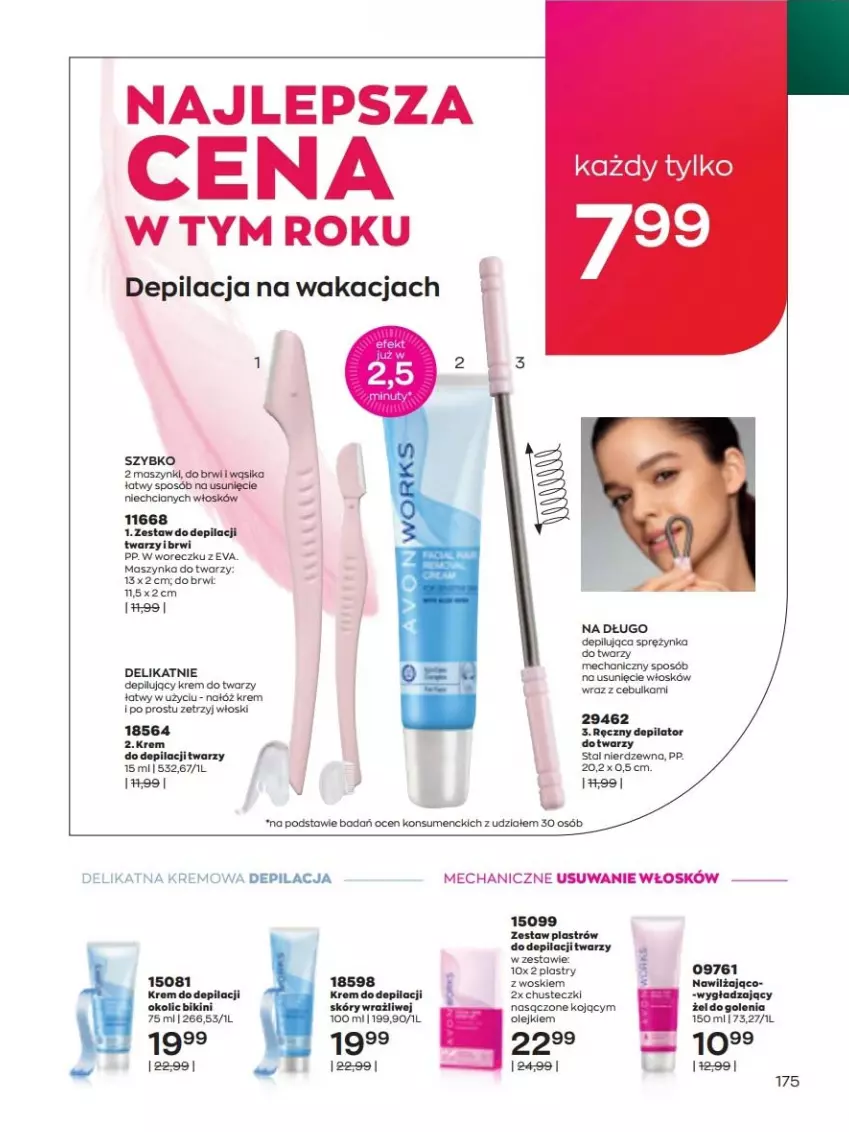 Gazetka promocyjna Avon - lipiec - ważna 01.07 do 31.07.2022 - strona 175 - produkty: Bikini, Chusteczki, Depilator, Maszynka, Szynka