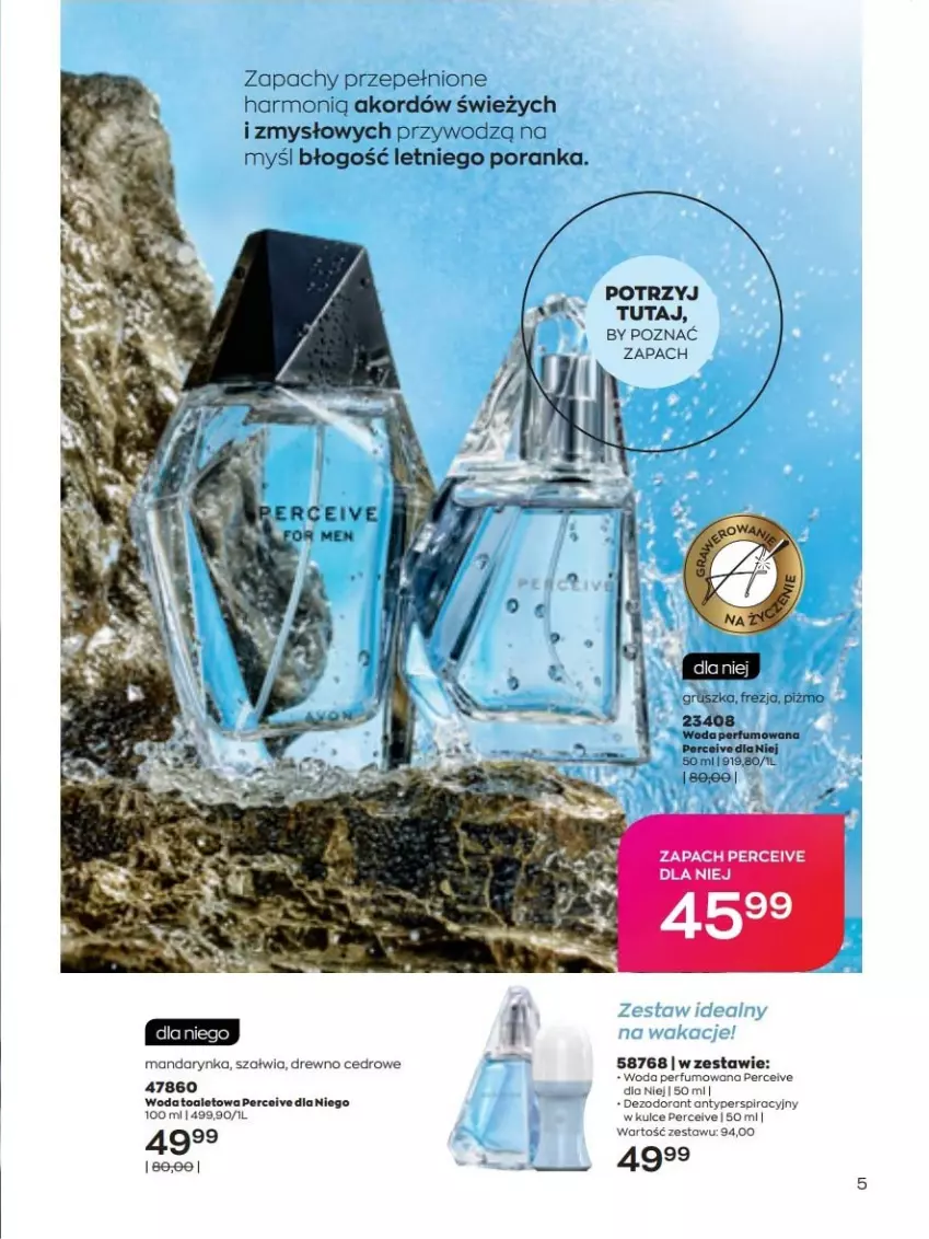 Gazetka promocyjna Avon - lipiec - ważna 01.07 do 31.07.2022 - strona 5 - produkty: Dezodorant, Perfum, Por, Woda, Woda perfumowana, Woda toaletowa