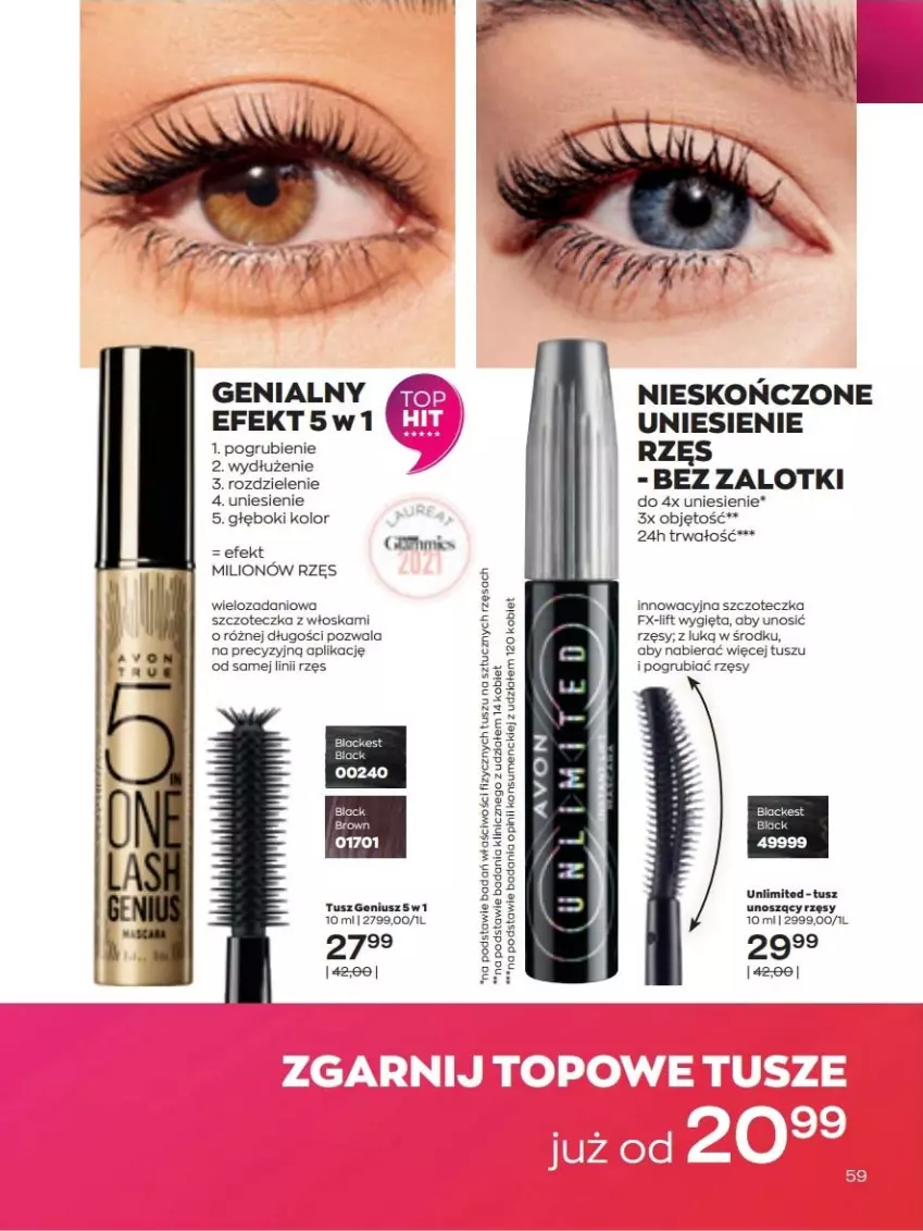 Gazetka promocyjna Avon - lipiec - ważna 01.07 do 31.07.2022 - strona 59 - produkty: Danio, Lack, Lion, Szczoteczka, Tusz