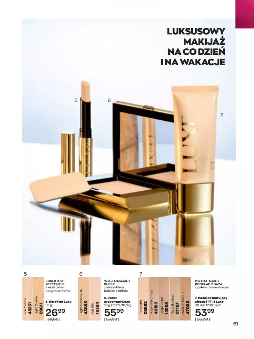 Gazetka promocyjna Avon - lipiec - ważna 01.07 do 31.07.2022 - strona 61 - produkty: Fa, Makijaż, Podkład, Podkład matujący, Puder, Puder prasowany