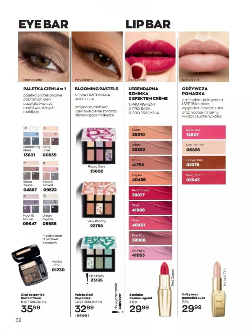 Gazetka promocyjna Avon - lipiec - ważna 01.07 do 31.07.2022 - strona 62 - produkty: Cień, Fa, Inka, Kolagen, Makijaż, Paleta, Paletka cieni, Szminka