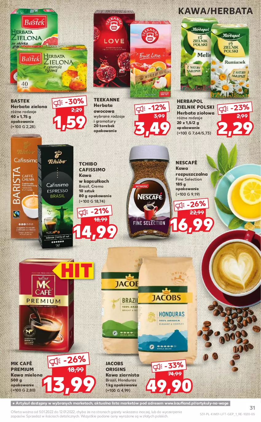 Gazetka promocyjna Kaufland - OFERTA TYGODNIA - ważna 05.01 do 12.01.2022 - strona 31 - produkty: Cafissimo, Dres, Gin, Gra, Herbapol, Herbata, Herbata owocowa, Jacobs, Kawa, Kawa mielona, Kawa rozpuszczalna, Kawa ziarnista, Nescafé, Rama, Stek, Tchibo, Teekanne