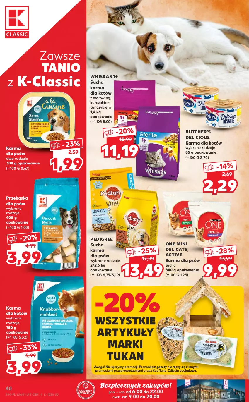 Gazetka promocyjna Kaufland - OFERTA TYGODNIA - ważna 05.01 do 12.01.2022 - strona 40 - produkty: Butcher's, Kurczak, Pedigree, Piec, Przekąska dla psów, Sucha karma, Tuńczyk, Waga, Whiskas