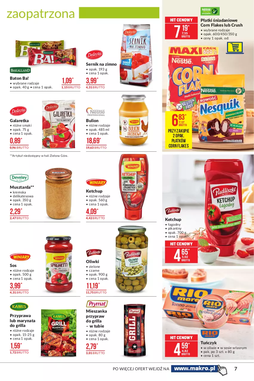 Gazetka promocyjna Makro - [Oferta promocyjna] Artykuły spożywcze - ważna 04.05 do 17.05.2021 - strona 7 - produkty: Ba!, Baton, Bulion, Corn flakes, Danio, Gala, Galaretka, Grill, Ketchup, Lion, Mus, Musztarda, Oliwki, Ser, Sos, Tuńczyk