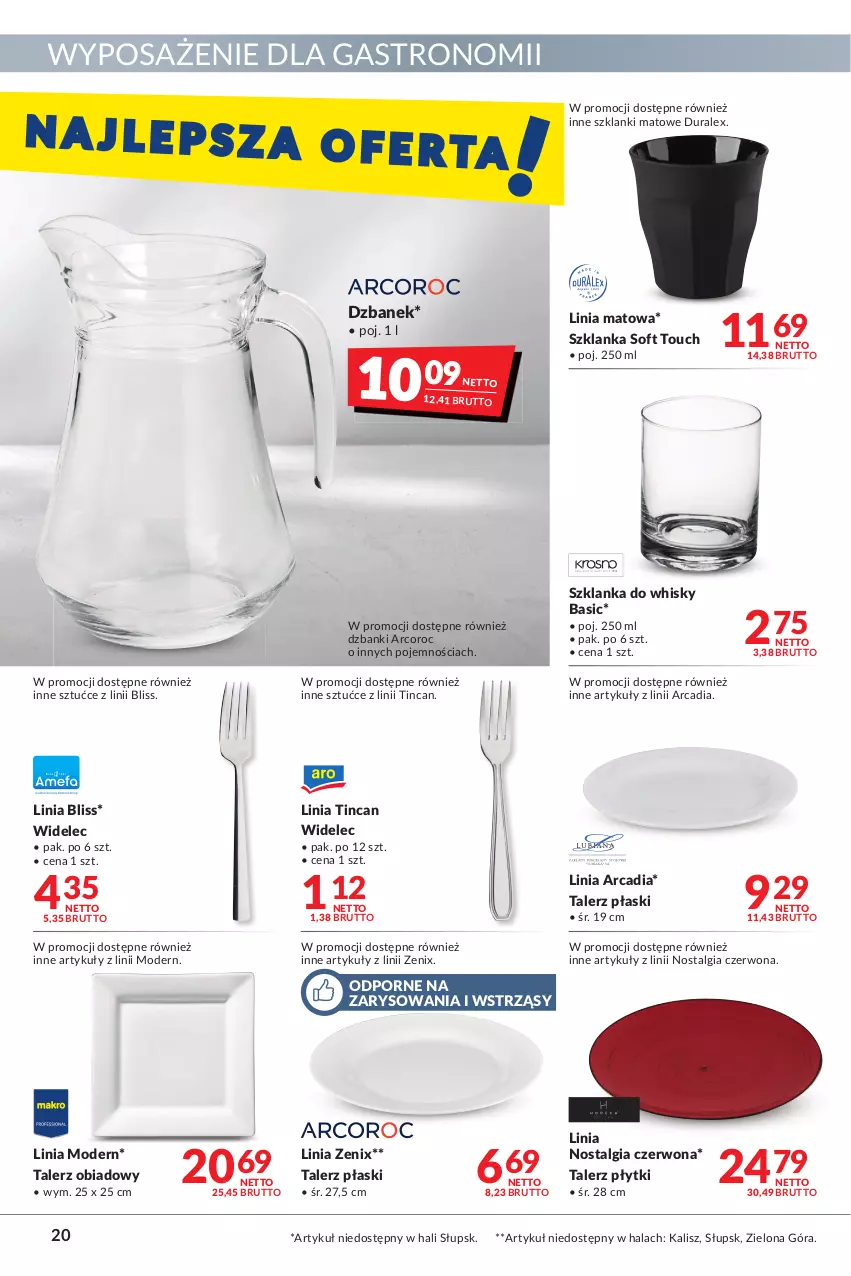 Gazetka promocyjna Makro - [Oferta promocyjna] Artykuły spożywcze i przemysłowe - ważna 28.06 do 11.07.2022 - strona 20 - produkty: Dzbanek, Lanki, LG, Por, Szklanka, Talerz, Talerz obiadowy, Whisky, Widelec