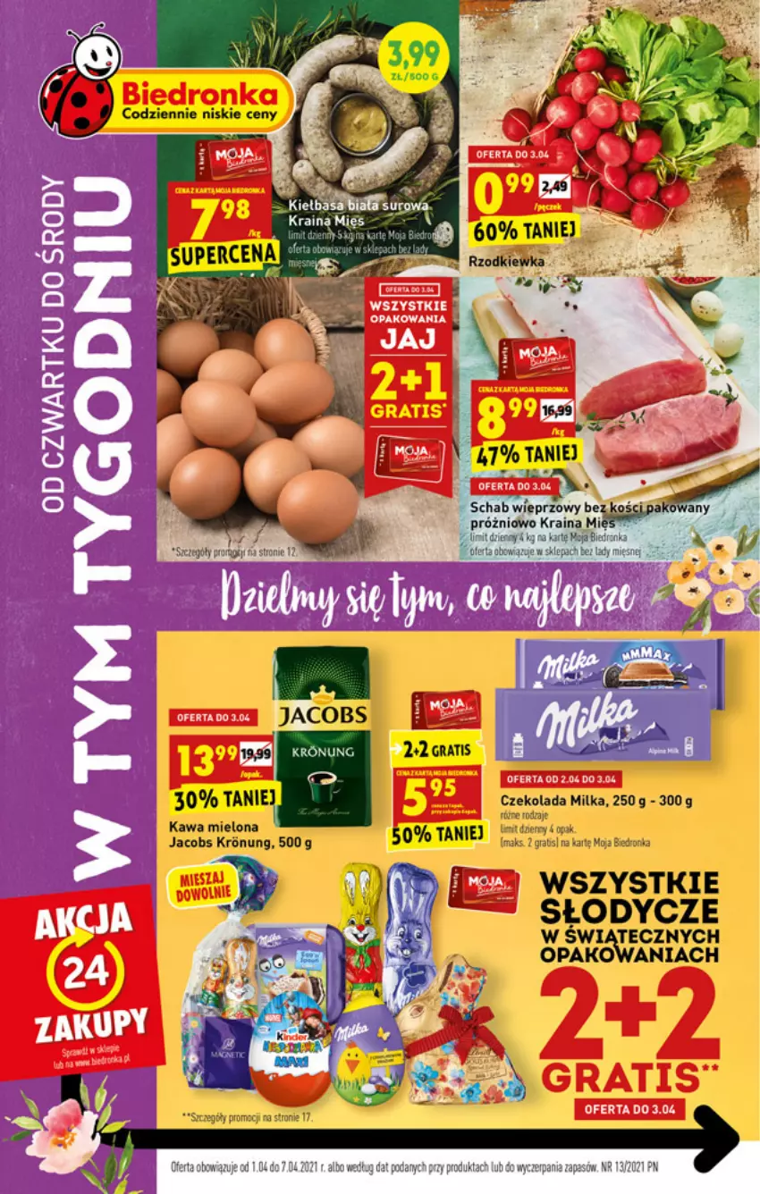 Gazetka promocyjna Biedronka - W tym tygodniu PN - ważna 01.04 do 07.04.2021 - strona 1 - produkty: Czekolada, Dron, Fa, Gra, Jacobs, Kawa, Kawa mielona, Milka