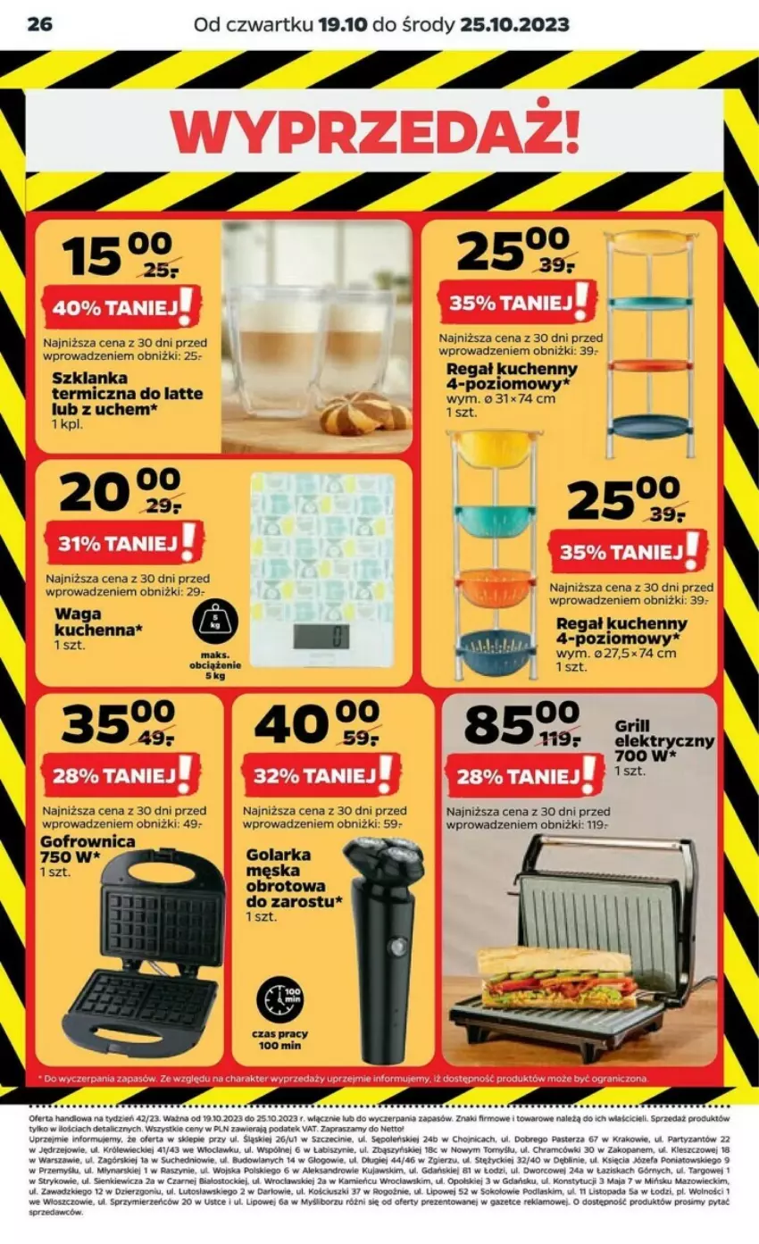 Gazetka promocyjna Netto - ważna 19.10 do 25.10.2023 - strona 2 - produkty: Fa, Gofrownica, Golarka, Grill, Kujawski, Podlaski, Regał, Sok, Stock, Szklanka, Top, Waga