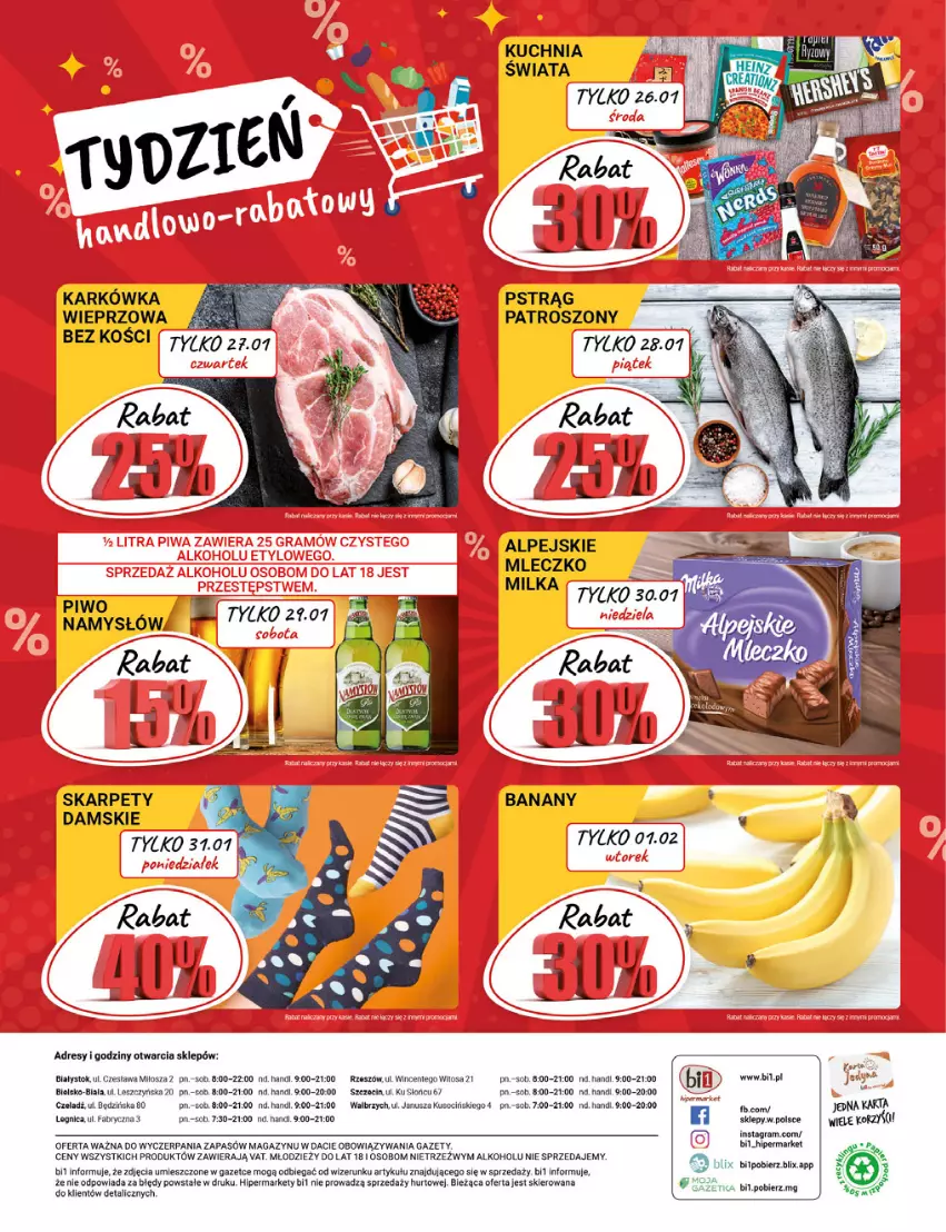 Gazetka promocyjna Bi1 - Pod Twoje drzwi - ważna 26.01 do 01.02.2022 - strona 16 - produkty: Banany, Dres, Fa, Gra, Karp, Kuchnia, Milka, Mleczko, Namysłów, Piwo, Pstrąg