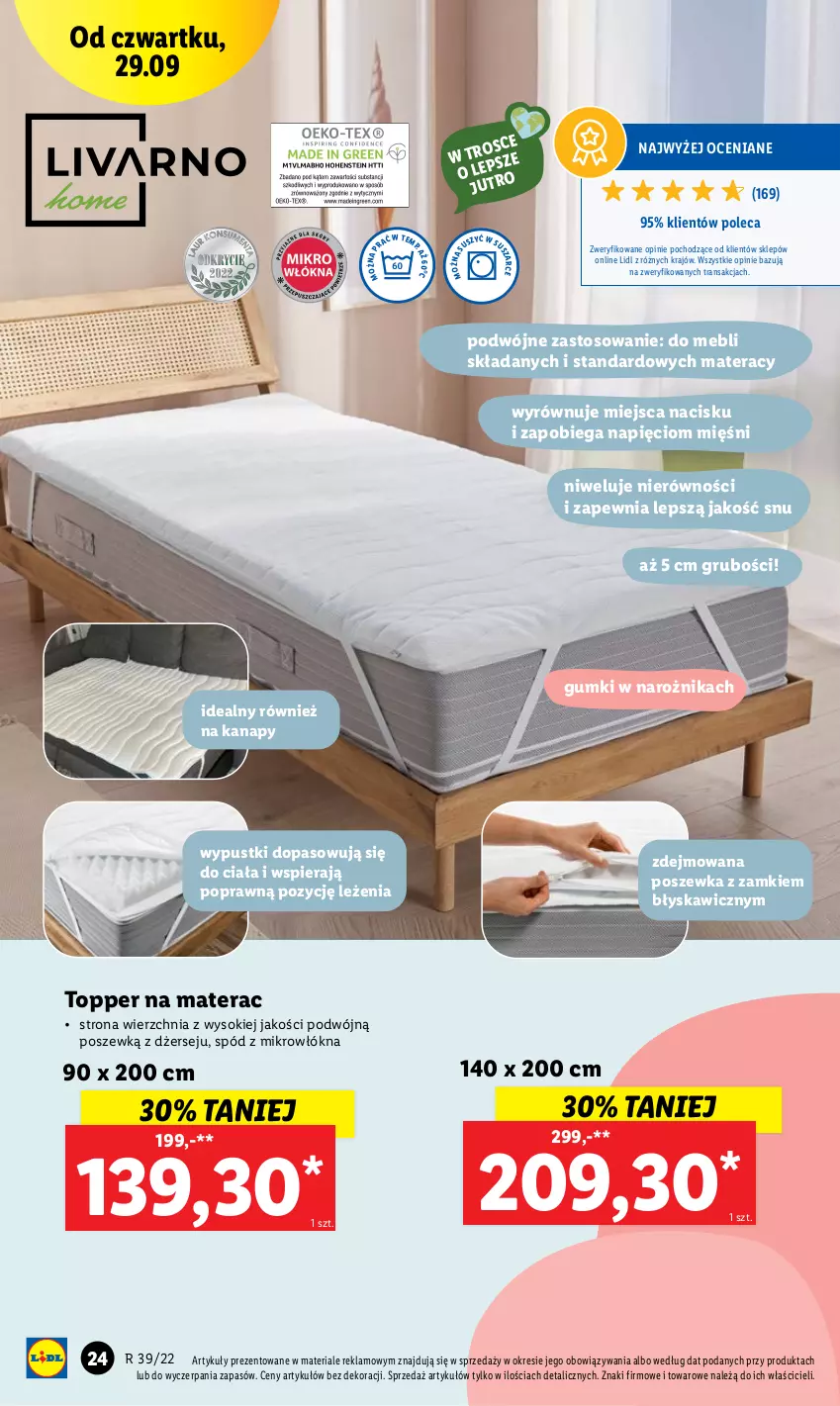 Gazetka promocyjna Lidl - GAZETKA - ważna 26.09 do 01.10.2022 - strona 28 - produkty: Materac, Narożnik, Poszewka, Sok, Tera, Top, Tran