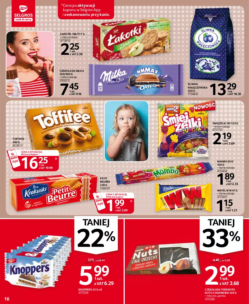 Gazetka promocyjna Selgros - Oferta spożywcza - ważna 24.06 do 07.07.2021 - strona 16 - produkty: Czekolada, Knoppers, LG, Mamba, Milka, Toffifee