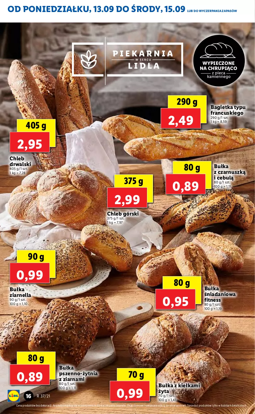 Gazetka promocyjna Lidl - GAZETKA - ważna 13.09 do 15.09.2021 - strona 16 - produkty: Bagietka, Bułka, Chleb, Danio, Piec