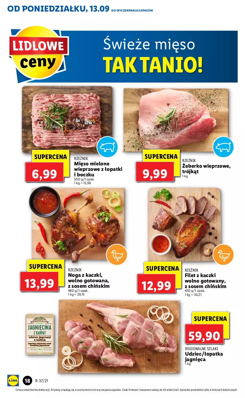 Gazetka promocyjna Lidl - GAZETKA - ważna 13.09 do 15.09.2021 - strona 18 - produkty: Gin, Karp, Mięso, Mięso mielone, Noga z kaczki, Sos, Top, Wieprzowina