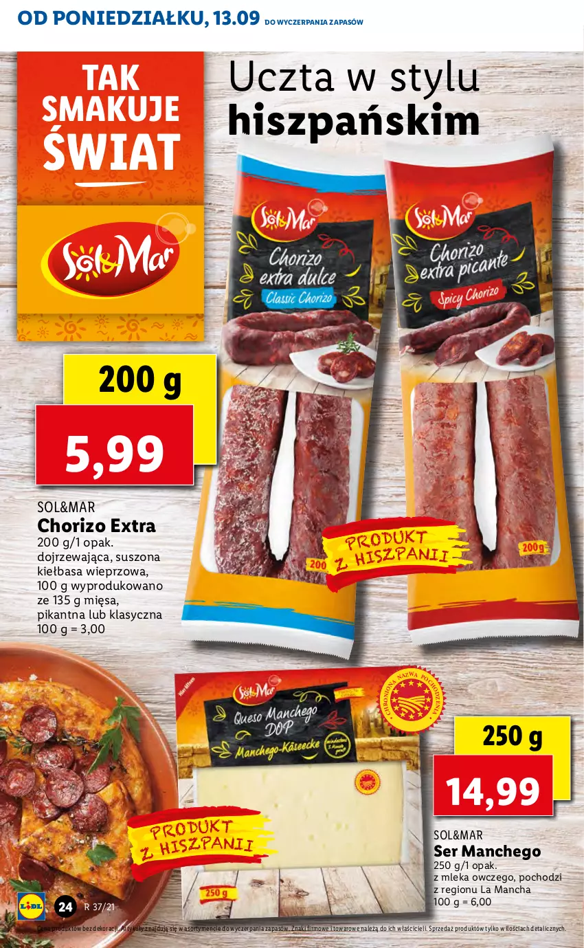 Gazetka promocyjna Lidl - GAZETKA - ważna 13.09 do 15.09.2021 - strona 24 - produkty: Kiełbasa, Ser