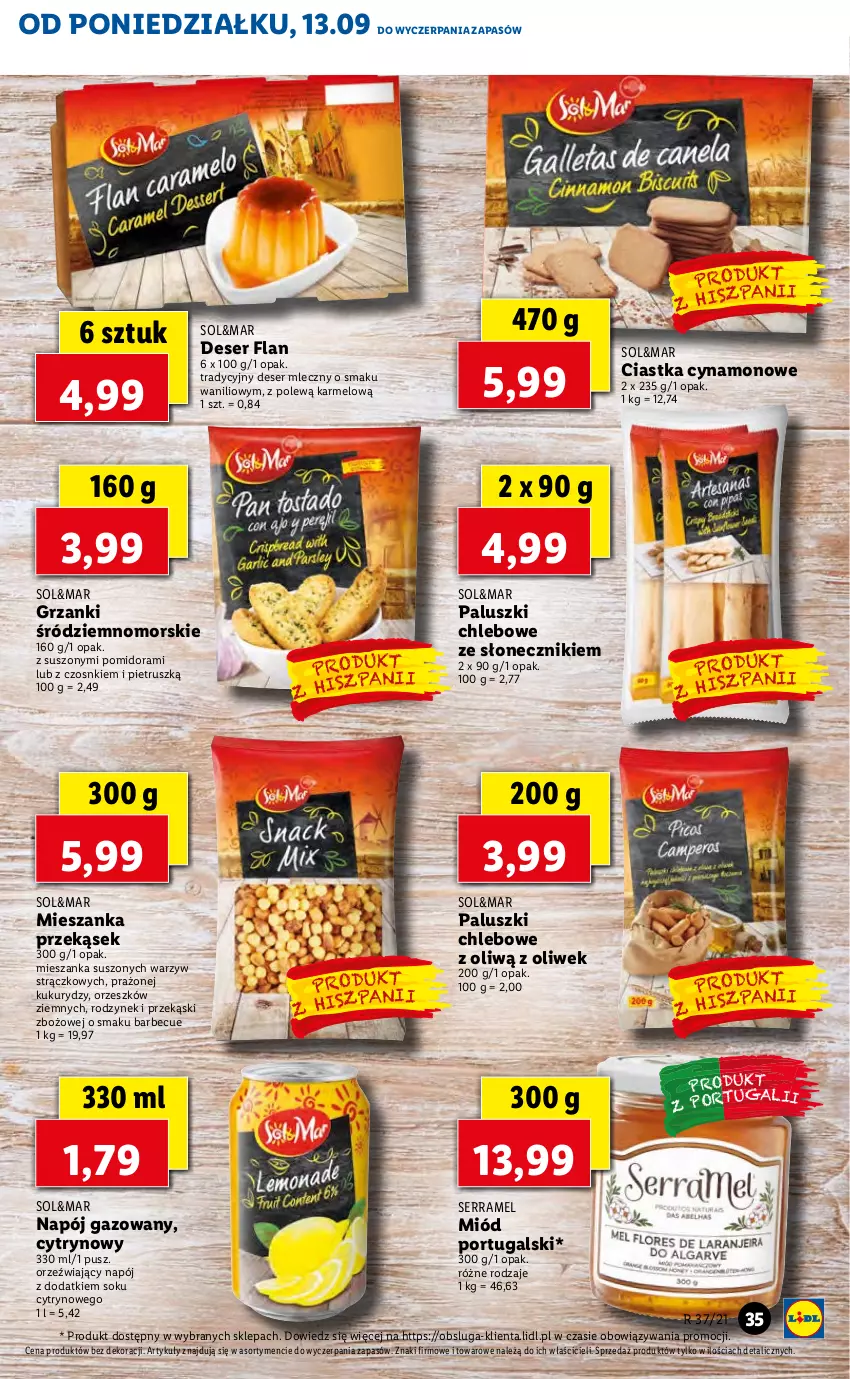 Gazetka promocyjna Lidl - GAZETKA - ważna 13.09 do 15.09.2021 - strona 35 - produkty: Chleb, Ciastka, Deser, Deser mleczny, Miód, Napój, Napój gazowany, Por, Ser, Sok