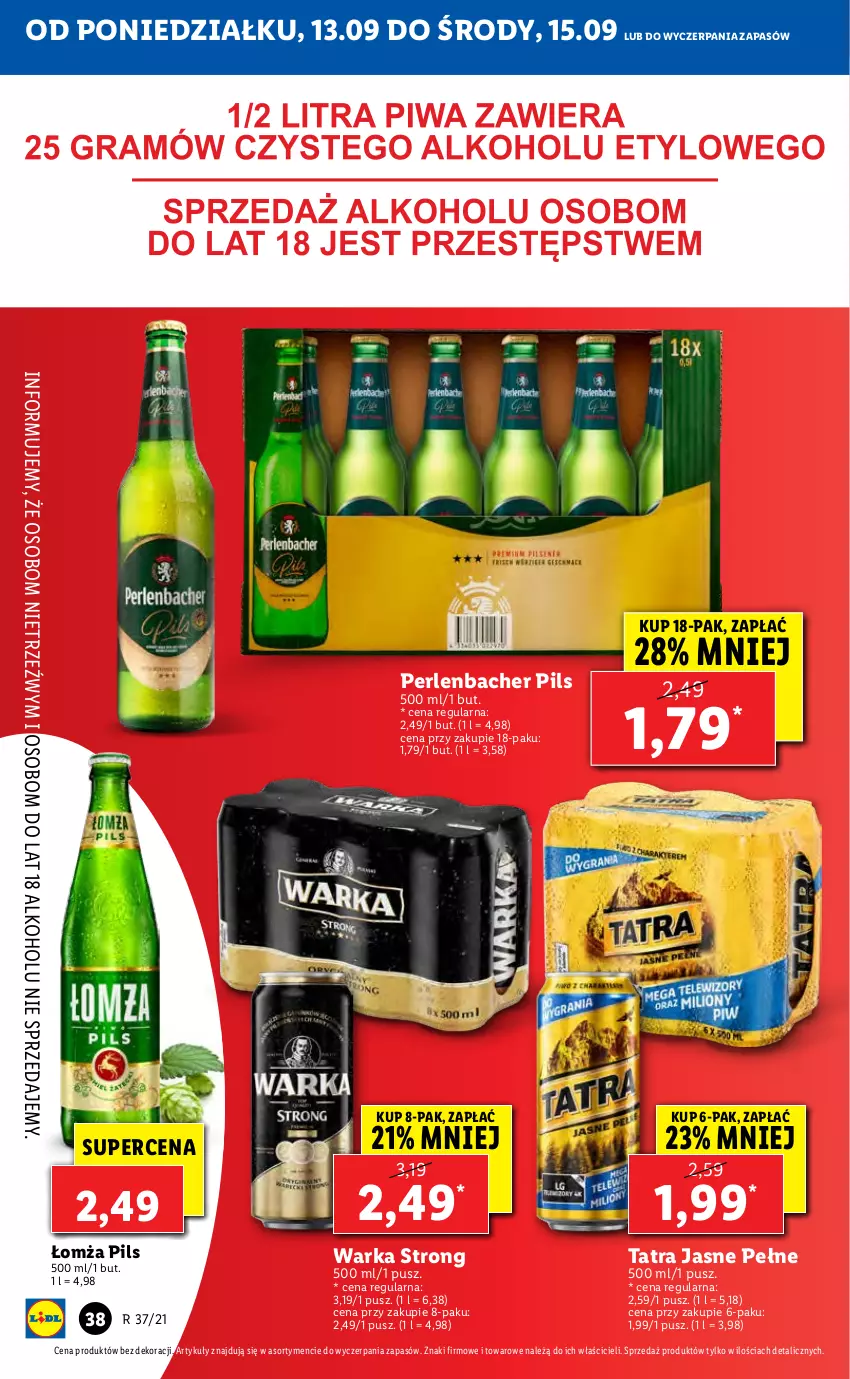 Gazetka promocyjna Lidl - GAZETKA - ważna 13.09 do 15.09.2021 - strona 38 - produkty: NBA, Tatra, Warka