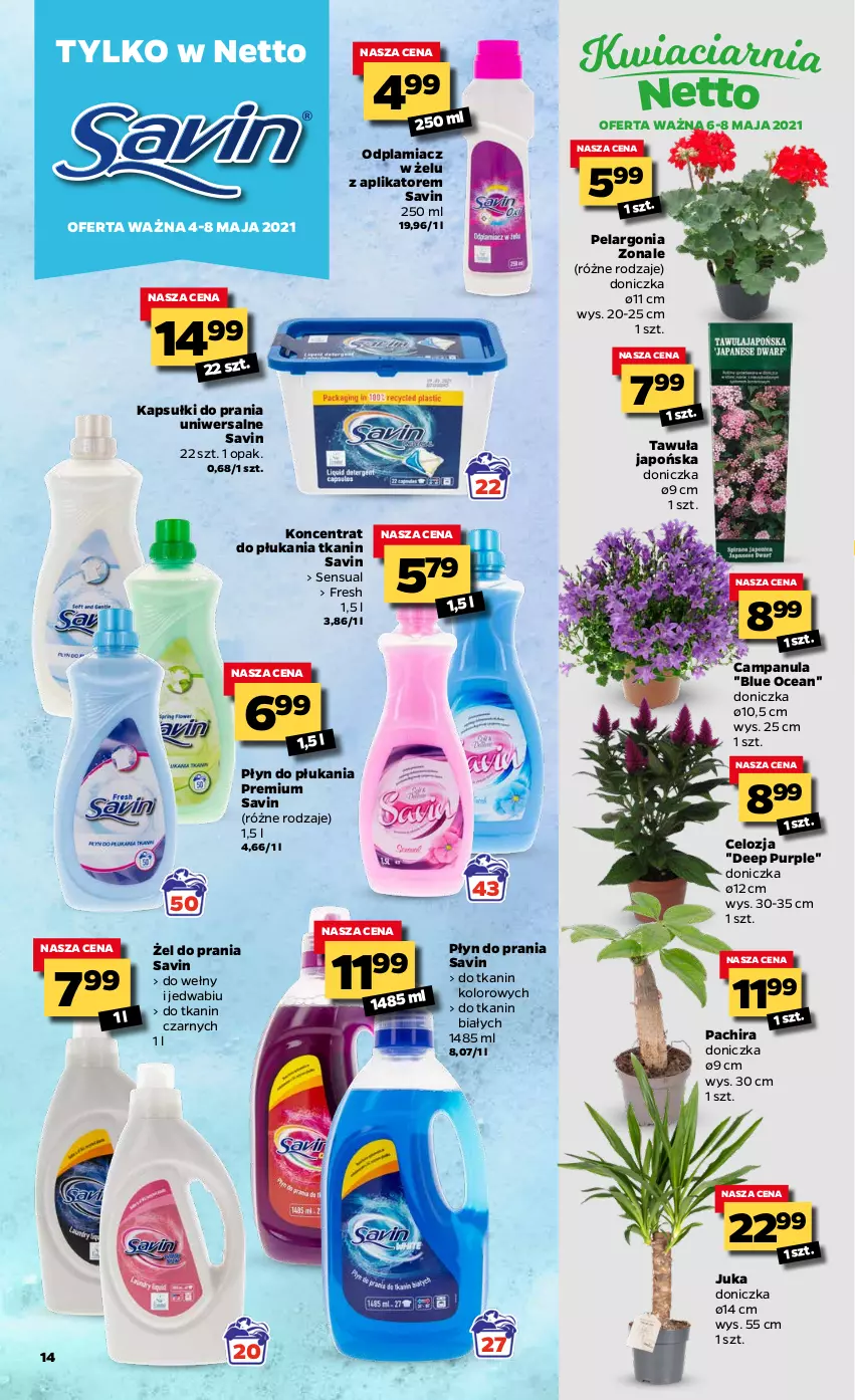 Gazetka promocyjna Netto - Oferta tygodnia - ważna 04.05 do 08.05.2021 - strona 14 - produkty: Campanula, Kapsułki do prania, O nas, Odplamiacz, Płyn do płukania, Płyn do prania, Pur, Sensual