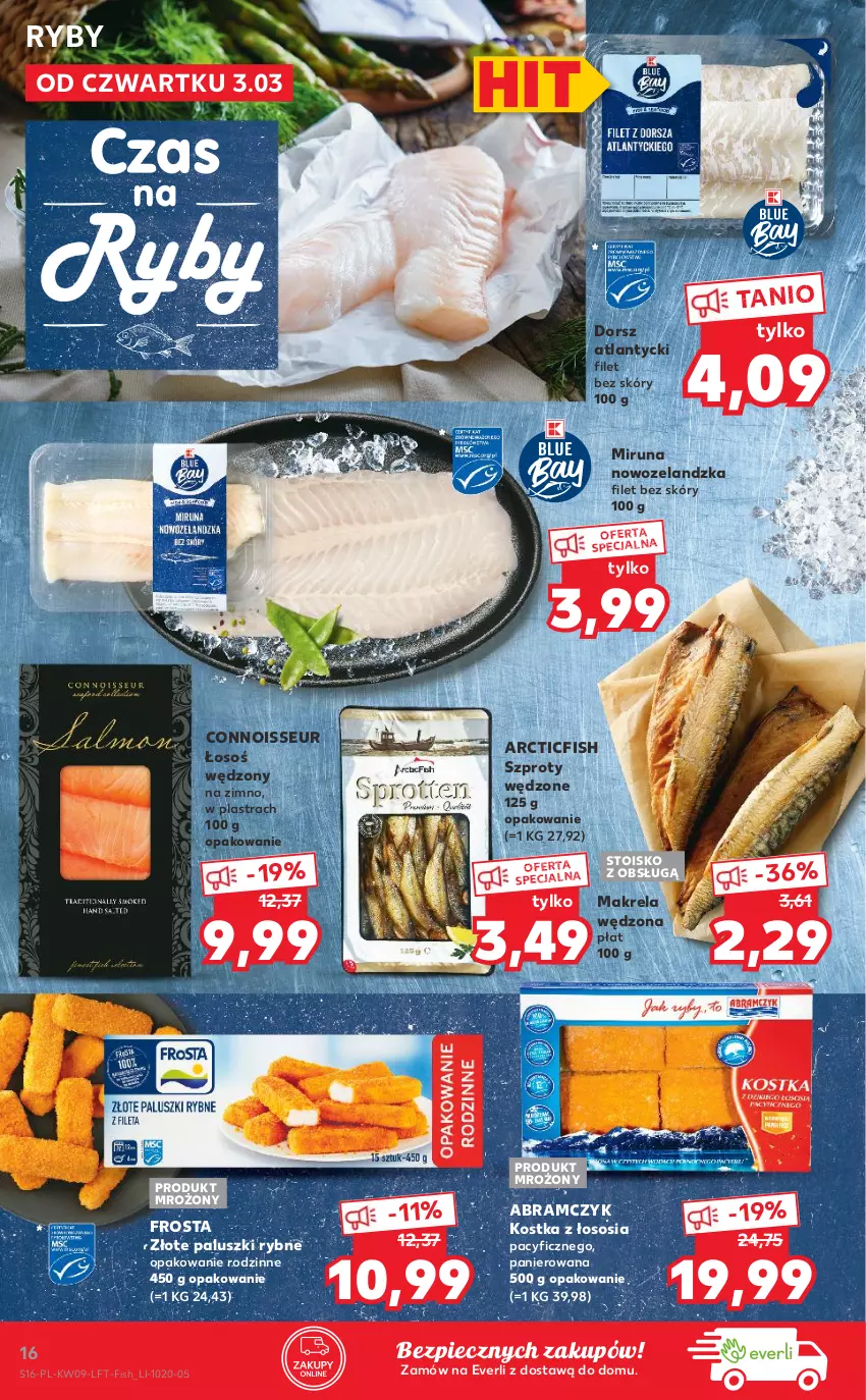 Gazetka promocyjna Kaufland - OFERTA TYGODNIA - ważna 03.03 do 09.03.2022 - strona 16 - produkty: Dorsz, Frosta, Miruna, Paluszki rybne, Piec, Sos, Szprot