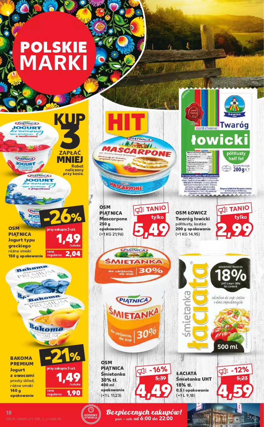 Gazetka promocyjna Kaufland - OFERTA TYGODNIA - ważna 03.03 do 09.03.2022 - strona 18 - produkty: Bakoma, Jogurt, Mascarpone, Piątnica, Piec, Twaróg