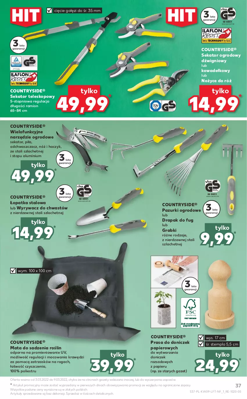 Gazetka promocyjna Kaufland - OFERTA TYGODNIA - ważna 03.03 do 09.03.2022 - strona 37 - produkty: Drapak, Dźwig, Gra, Haczyk, Noż, Nożyce, Papier, Por, Sekator, Teleskop, Top