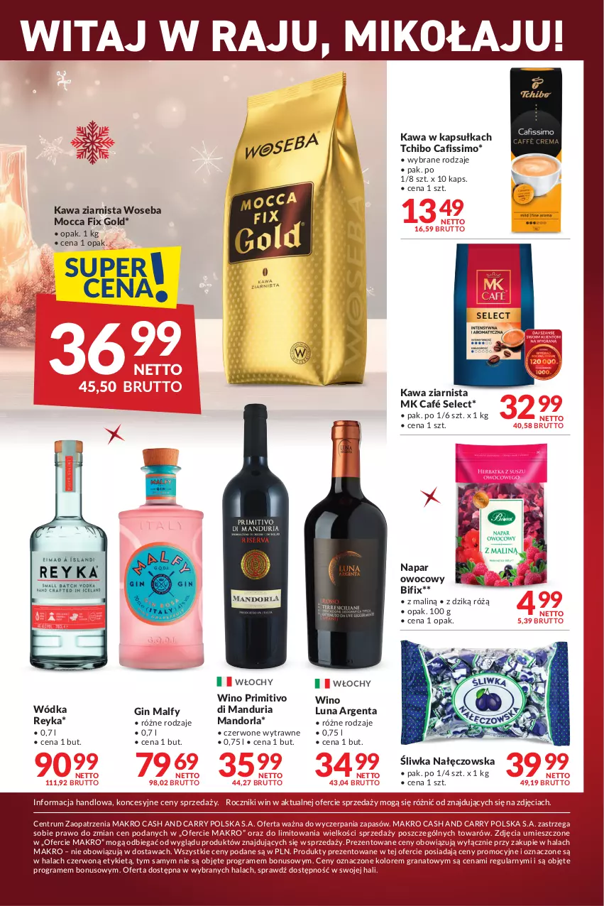 Gazetka promocyjna Makro - Najlepsze oferty - oferta z alkoholem - ważna 12.12.2023 do 08.01.2024 - strona 15 - produkty: Cafissimo, Gin, Gra, Granat, Kawa, Kawa ziarnista, Mocca Fix Gold, Rum, Tchibo, Wino, Wódka, Woseba