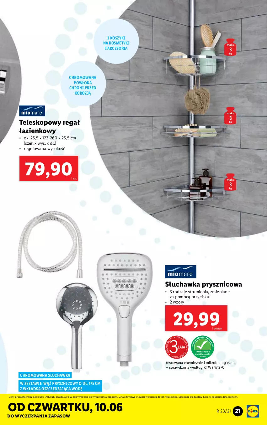 Gazetka promocyjna Lidl - GAZETKA - ważna 07.06 do 12.06.2021 - strona 21 - produkty: Kosz, Regał, Rum, Słuchawka prysznicowa, Sok, Teleskop