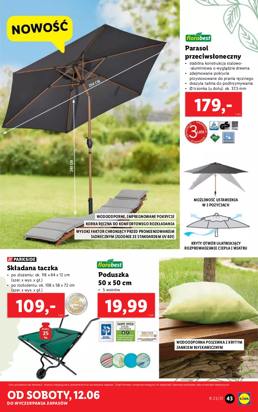 Gazetka promocyjna Lidl - GAZETKA - ważna 07.06 do 12.06.2021 - strona 43 - produkty: Fa, Korba, Parasol, Poduszka, Por, Poszewka, Sok