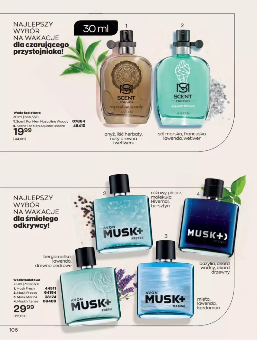 Gazetka promocyjna Avon - Katalog Avon 6/2021 kampania czerwiec - ważna 01.06 do 30.06.2021 - strona 106 - produkty: Bazyl, Bazylia, Bursztyn, Mięta, Mus, Nuty, Woda, Woda toaletowa