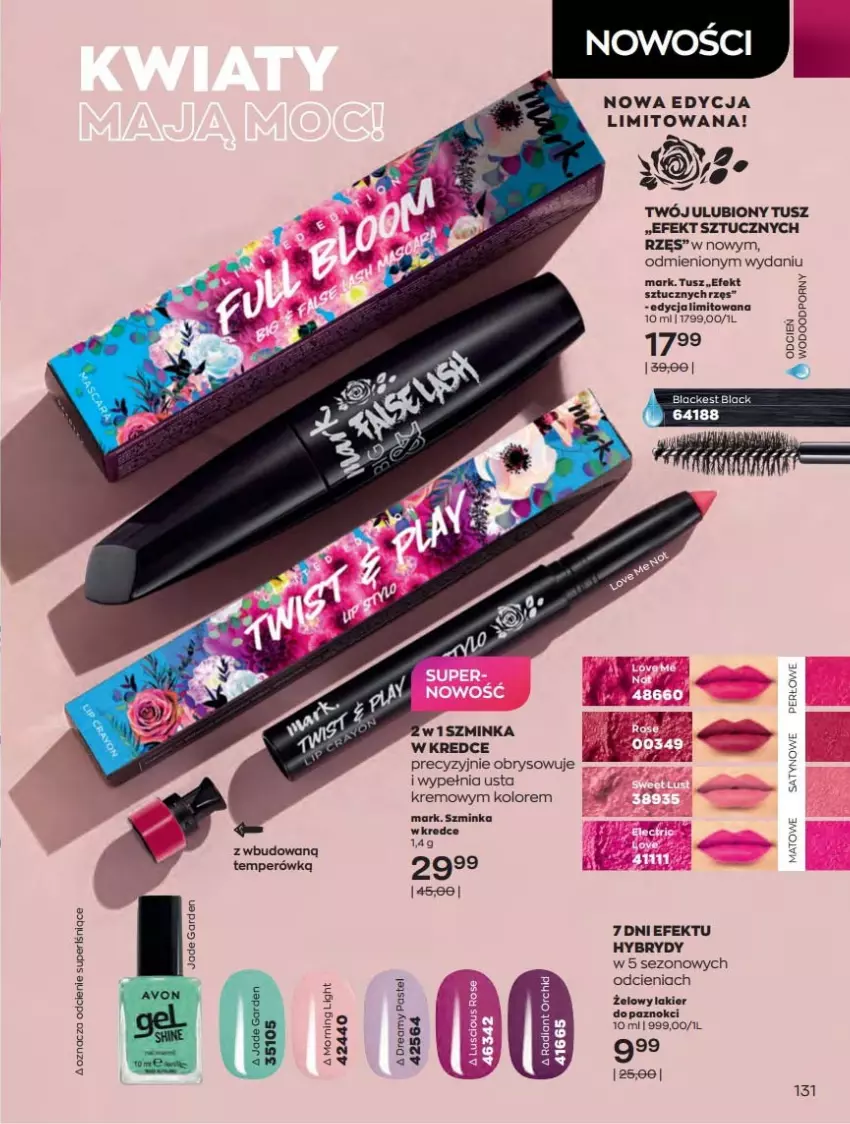 Gazetka promocyjna Avon - Katalog Avon 6/2021 kampania czerwiec - ważna 01.06 do 30.06.2021 - strona 131 - produkty: Cień, Fa, Inka, Lack, Lakier, Por, Szminka, Tusz