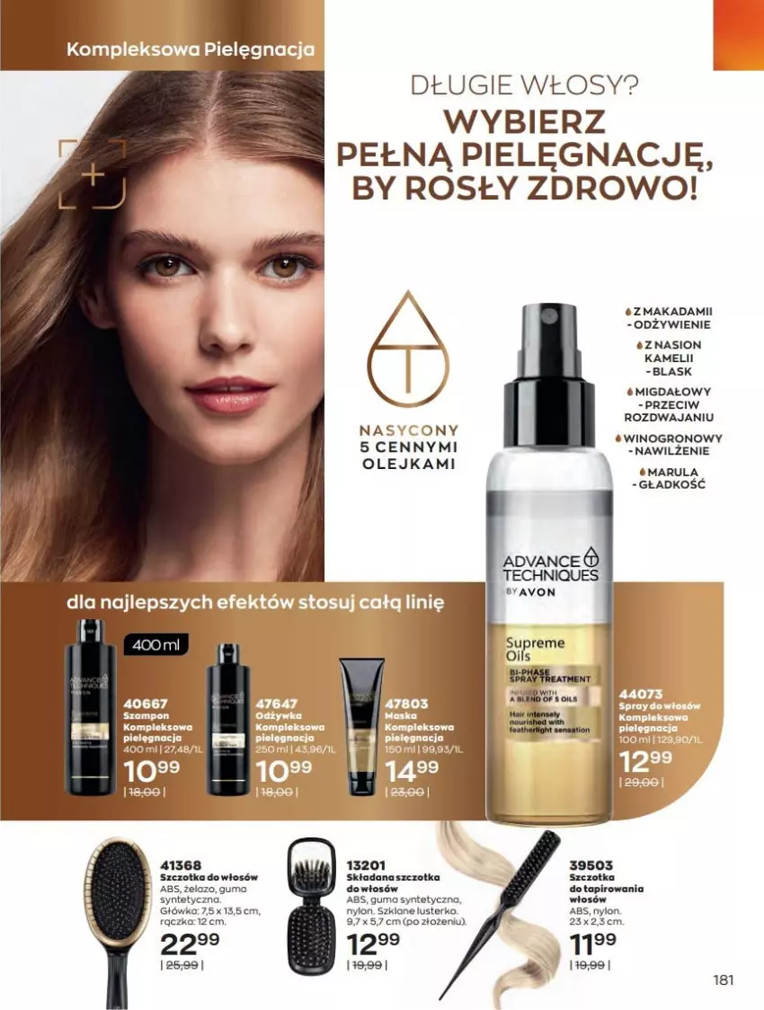 Gazetka promocyjna Avon - Katalog Avon 6/2021 kampania czerwiec - ważna 01.06 do 30.06.2021 - strona 181 - produkty: Olej, Szczotka, Szczotka do włosów, Wino