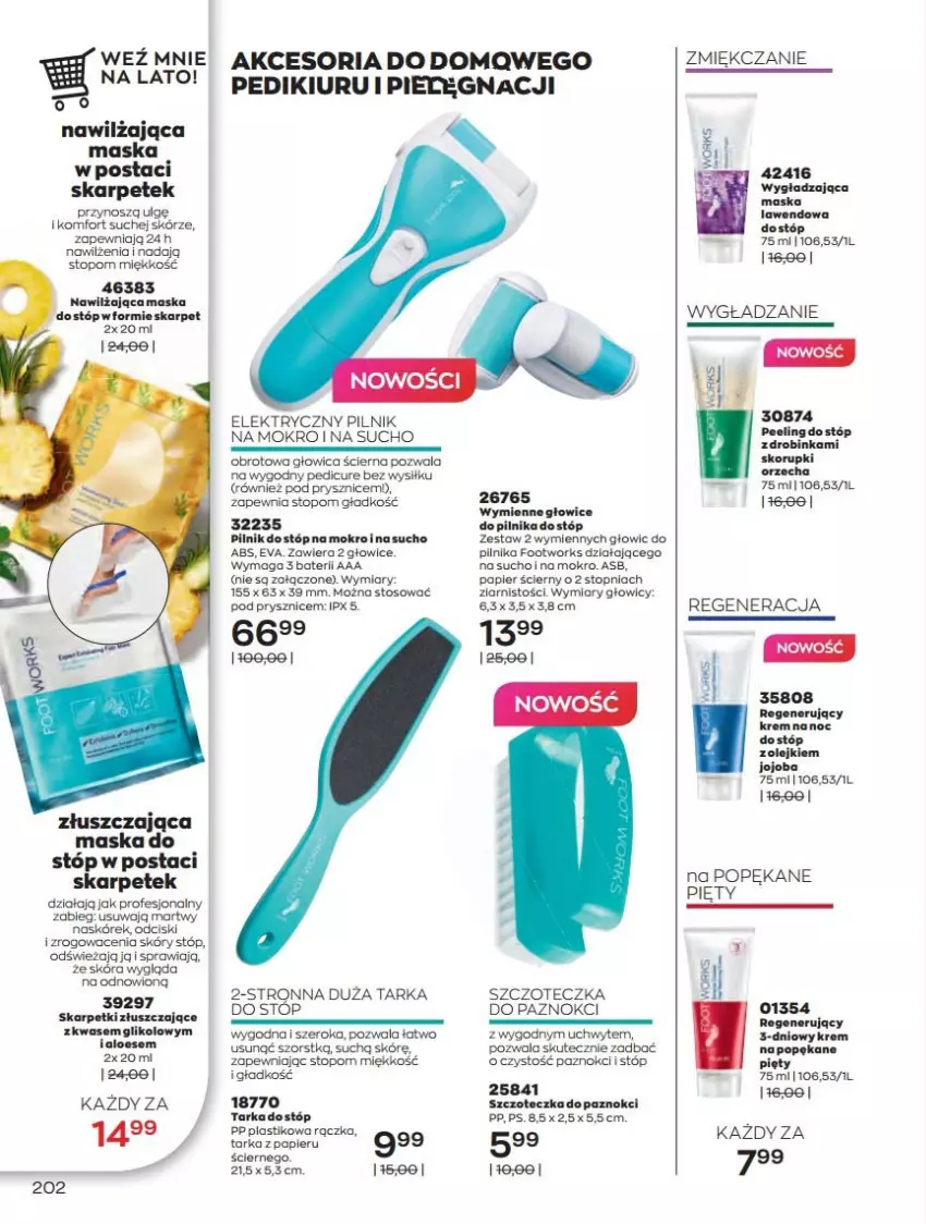 Gazetka promocyjna Avon - Katalog Avon 6/2021 kampania czerwiec - ważna 01.06 do 30.06.2021 - strona 202 - produkty: Inka, Karp, Krem na noc, LG, Maska, Maska do stóp, Papier, Papier ścierny, Peeling, Piec, Pilnik, Szczoteczka, Tarka, Tarka do stóp, Top