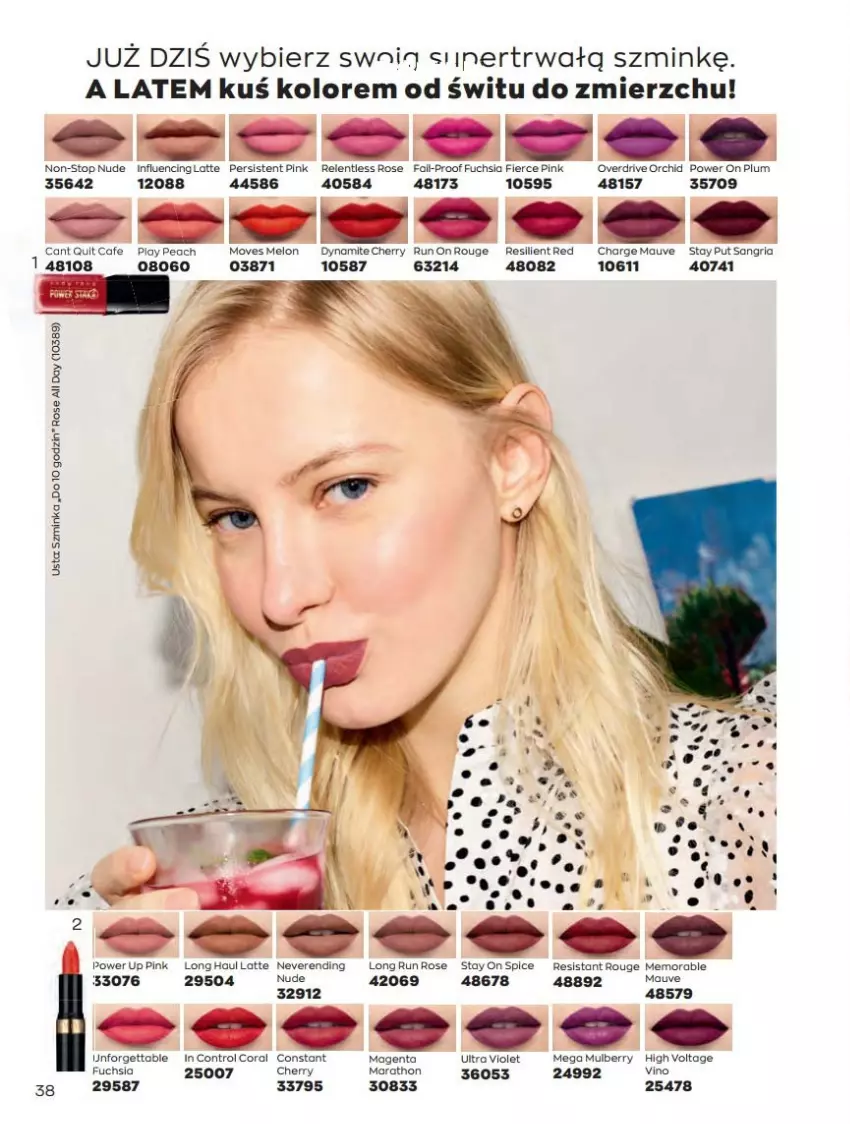 Gazetka promocyjna Avon - Katalog Avon 6/2021 kampania czerwiec - ważna 01.06 do 30.06.2021 - strona 38 - produkty: Inka, Melon, Sanki, Szminka, Top