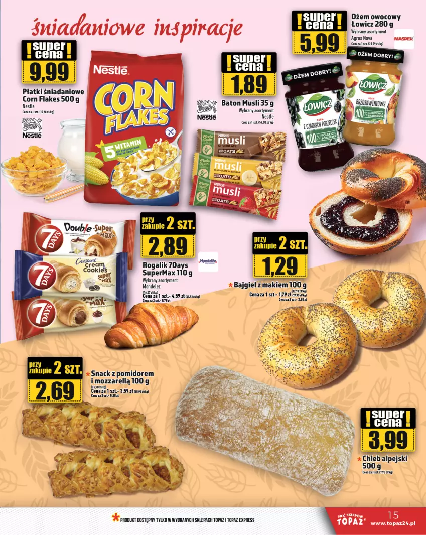 Gazetka promocyjna Topaz - Gazetka - ważna 23.01 do 29.01.2025 - strona 15 - produkty: Baton, Chleb, Danio, Dżem, Mus, Rogal, Top