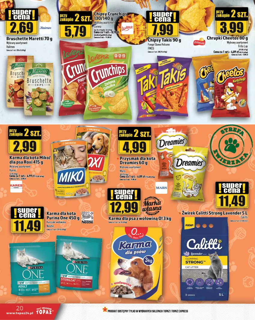 Gazetka promocyjna Topaz - Gazetka - ważna 23.01 do 29.01.2025 - strona 20 - produkty: Bruschette, Chipsy, Chrupki, Kawa, Kurczak, Mars, Pur, Purina, Top, Wołowina