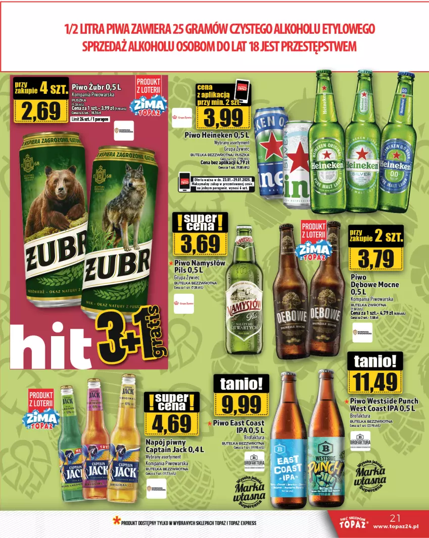 Gazetka promocyjna Topaz - Gazetka - ważna 23.01 do 29.01.2025 - strona 21 - produkty: Captain Jack, Gra, Namysłów, Napój, Piwa, Piwo