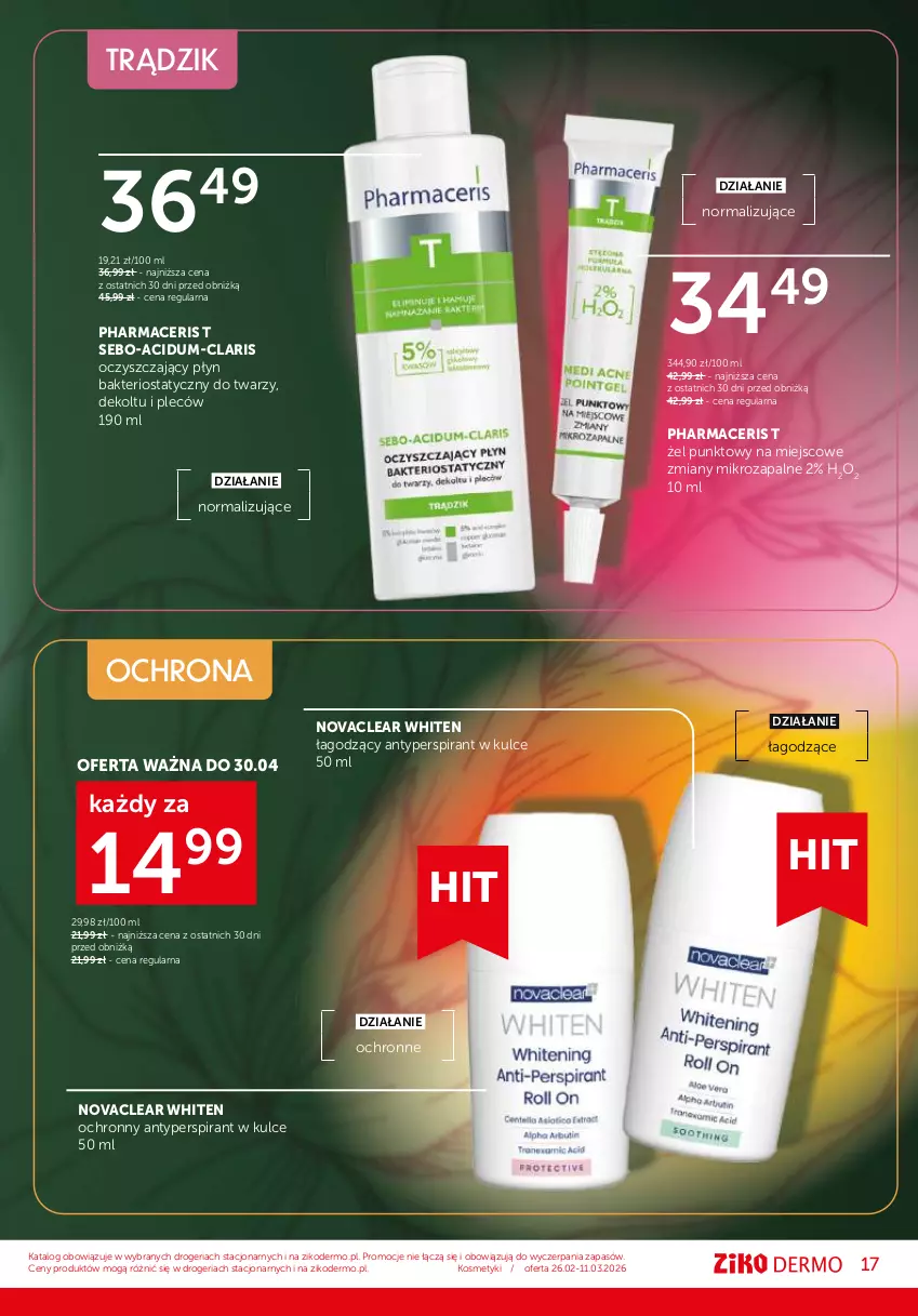 Gazetka promocyjna Ziko - Gazetka Ziko Dermo - ważna 26.02 do 11.03.2026 - strona 17 - produkty: Acer, Antyperspirant, Avène, Bioderma, Fa, La Roche-Posay, Lipikar, Odżywka, Pharmaceris, Ziaja