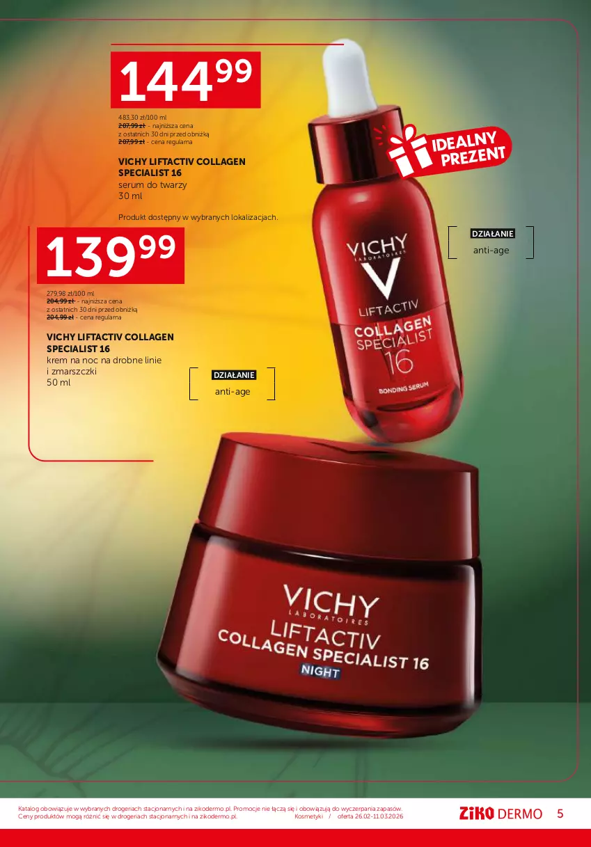 Gazetka promocyjna Ziko - Gazetka Ziko Dermo - ważna 26.02 do 11.03.2026 - strona 5 - produkty: Dermedic, Krem na dzień, Krem na noc, Mars, Rum, Ser, Serum, Serum do twarzy, Tonik, Tonik do twarzy, Vichy
