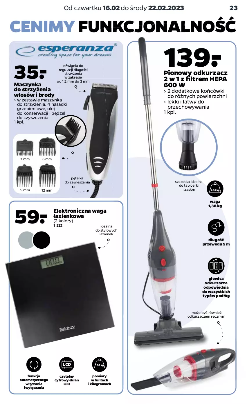 Gazetka promocyjna Netto - Akcesoria i dodatki - ważna 16.02 do 22.02.2023 - strona 7 - produkty: Dźwig, Gra, Maszynka, Odkurzacz, Odkurzacze, Olej, Rama, Ser, Szczotka, Szynka, Waga, Waga łazienkowa